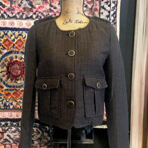 Anthropologie‎ Cartonnier Brown Tweed Cropped Blazer Jacket Size 4 - N682 ?